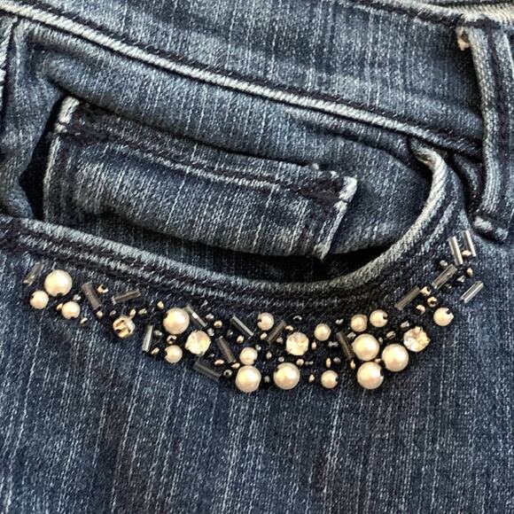 Ann Taylor LOFT Jeans Rhinestone Crystal Embellished Modern Skinny Jeans Size 4 - Picture 7 of 13